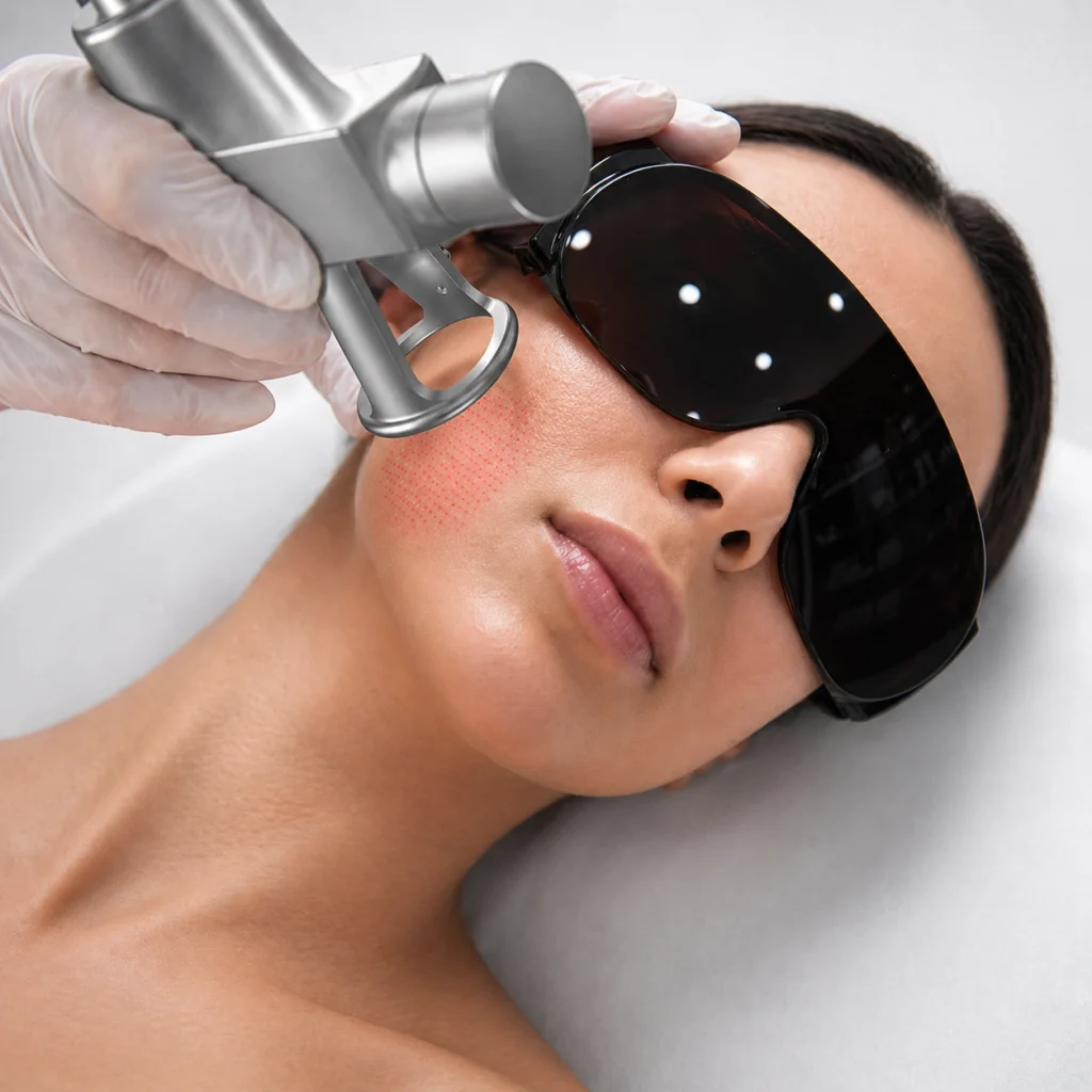 40W Vertical Fractional CO2 Laser Machine 40W fractional CO2 laser treatment with professional scanner handpiece for skin resurfacing and scar-related applications