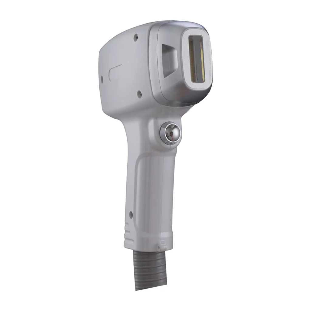 808nm diode laser hair removal handpiece close-up with sapphire cooling treatment window