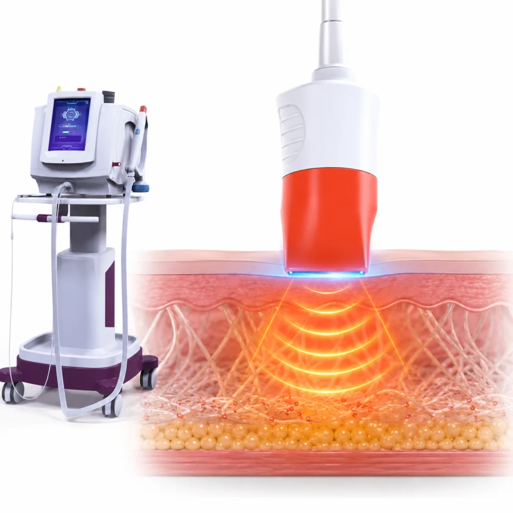 RF skin tightening machine with multiple probe options for eye facial and body treatment areas