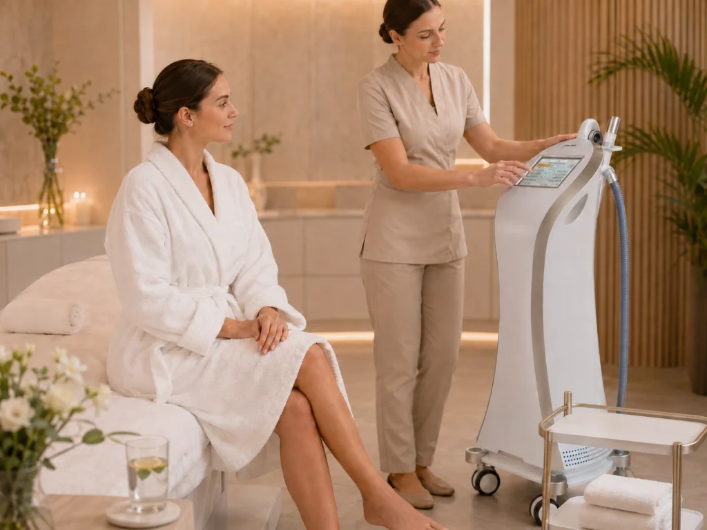 VRF vacuum infrared system for wellness relaxation services and non-invasive body care applications
